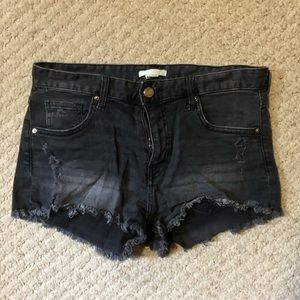 Black, distressed short shorts